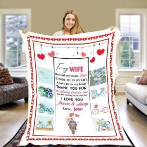 Behind Me On My Bike To My Wife Blanket Personalized Gift For Wife 3