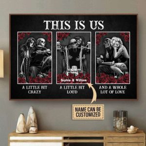 Biker This Is Us Skull Couples Canvas, Custom Couple Gifts