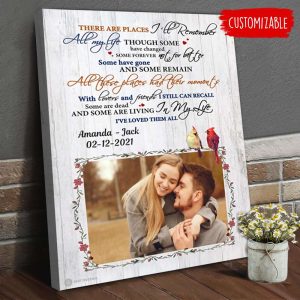 Bird There Are Places I’ll Remember Couples Canvas, Custom Couple Gifts