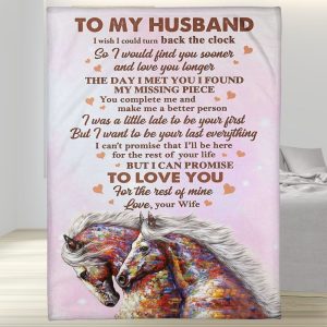 Colorful Horse To My Husband Blanket, Personalized Gift For Husband