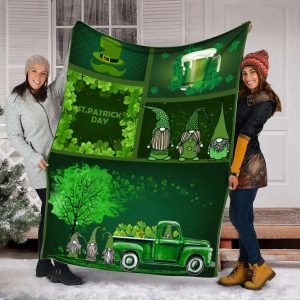 Cute Irish Gnome Shamrock Blanket, St Patrick’s Day Blanket
