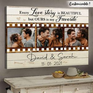 Every Love Story Is Beautiful Couples Canvas, Custom Couple Gifts