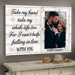 Falling In Love With You Couples Canvas, Custom Couple Gifts