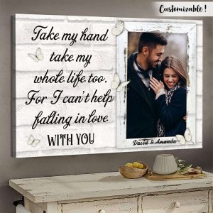 Falling In Love With You Couples Canvas, Custom Couple Gifts