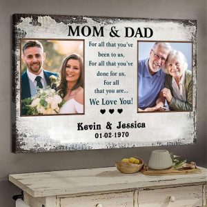 For All That You Are To Mom And Dad Couples Canvas, Custom Couple Gifts