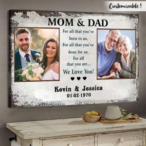 For All That You Are To Mom And Dad Couples Canvas, Custom Couple Gifts