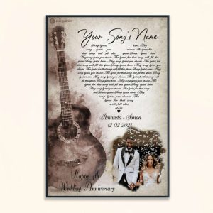 Guitar Song Lyrics Couples Canvas, Custom Couple Gifts