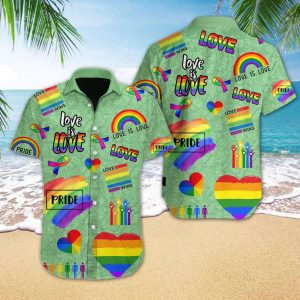 Heart Love Is Love Rainbow Green LGBT Hawaiian Shirt – LGBT Gifts