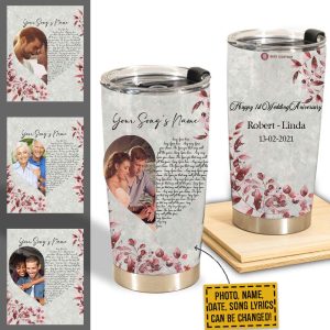 Heart Song Lyrics For Special Moment Couples Tumbler, Custom Couple Gifts