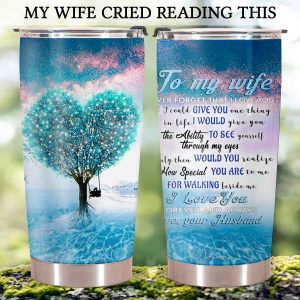 Heart Tree Walking Beside Me To My Wife Tumbler, Personalized Gift For Wife