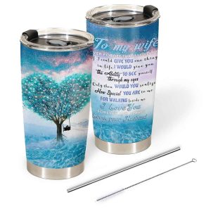 Heart Tree Walking Beside Me To My Wife Tumbler, Personalized Gift For Wife