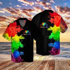 Heartbeat Love Is Love Rainbow Smoke LGBT Hawaiian Shirt – LGBT Gifts