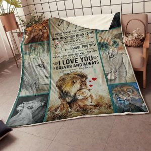 How Much You Mean To Me Lion Couple To My Wife Blanket, Personalized Gift For Wife