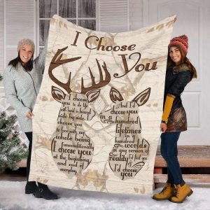 I Choose You In A Hundred Lifetimes Deer Couple Blanket, Best Couple Gift
