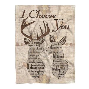 I Choose You In A Hundred Lifetimes Deer Couple Blanket, Best Couple Gift