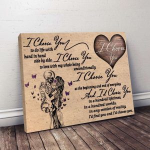 I Choose You To Do Life Skull Couple Canvas, Best Couple Gift