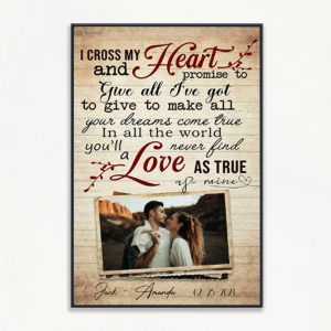 I Cross My Heart Couples Canvas, Best Custom Couple Gifts