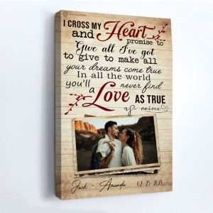 I Cross My Heart Couples Canvas, Best Custom Couple Gifts