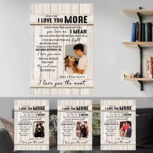 I Love You More Quotes Couples Canvas, Custom Couple Gifts