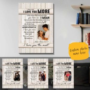 I Love You More Quotes Couples Canvas, Custom Couple Gifts