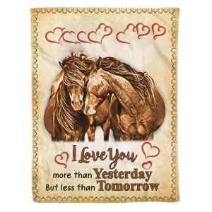 I Love You More Than Yesterday Horse Couple Blanket, Best Gift For Couples