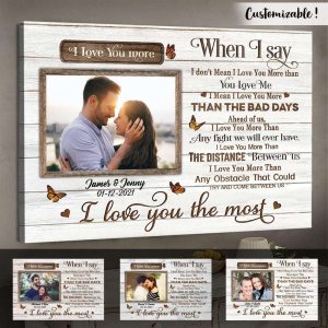 I Meant I Love You More Than The Bad Days Couples Canvas, Custom Couple Gifts
