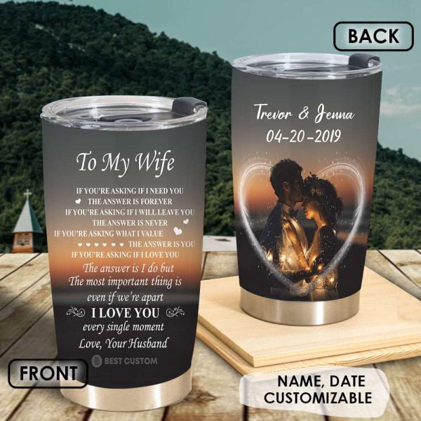 I Will Always Be With You To My Wife Couples Tumbler, Custom Couple Gifts
