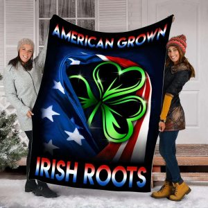 Irish And American Flag Shamrock Blanket, St Patrick’s Day Blanket