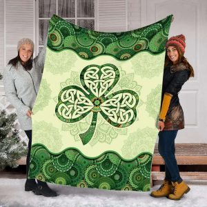 Irish Celtic Shamrock Vintage Mandala Blanket, St Patrick’s Day Blanket