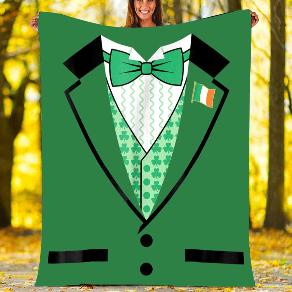 Irish Green Tuxedo Irish Gift Fleece Blanket