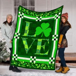 Irish Love Shamrock Blanket, St Patrick’s Day Blanket