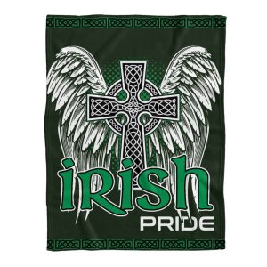 Irish Pride Celttic Cross With Wings Blanket 2