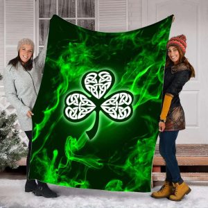 Irish Shamrock Smoke Green Blanket, St Patrick’s Day Blanket