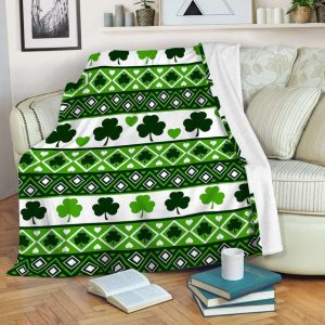 Irish Shamrocks Flower Brocade Blanket, St Patrick’s Day Blanket