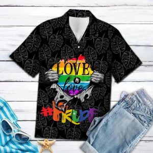 Love Is Love Inside Black White Tropical LGBT Hawaiian Shirt – LGBT Gifts