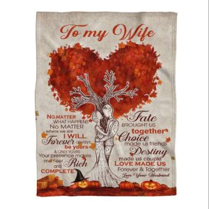 Love Made Us Together Heart Tree To My Wife Blanket, Personalized Gift For Wife