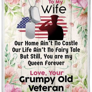 Love Quotes Grumpy Old Veteran To My Wife Blanket, Personalized Gift For Wife