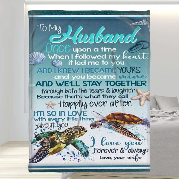 Love With Every Little Thing Turtle To My Husband Blanket, Personalized Gift For Husband