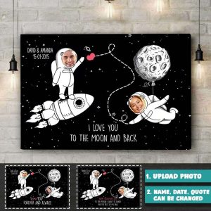 Love You To The Moon And Back Couples Canvas, Custom Couple Gifts