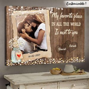 My Favorite Place Is Next To You Couples Canvas, Custom Couple Gifts