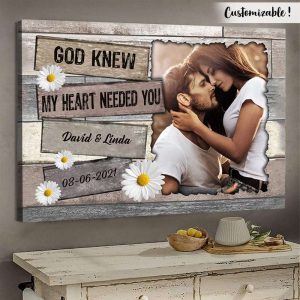 My Heart Needed You Couples Canvas, Custom Couple Gifts