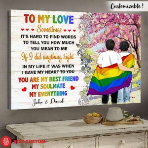 My Soulmate My Everything LGBT Couples Canvas, Custom Couple Gifts