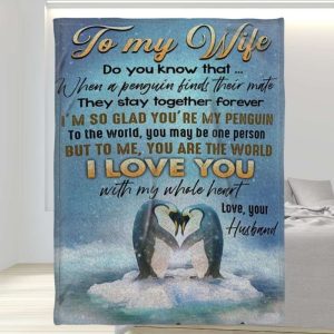 Penguin Couple When A Penguin Finds Their Mate To My Wife Blanket, Personalized Gift For Wife