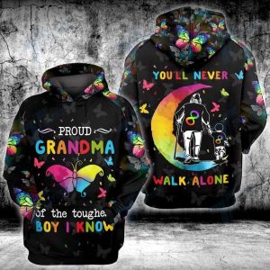 Proud Grandma Of The Toughest Boy I Know Autism Awareness Hoodie, Autism Awareness Gifts