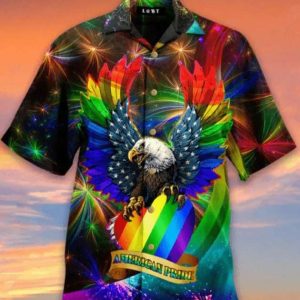 Rainbow Color Eagle American Pride LGBT Hawaiian Shirt – LGBT Gifts