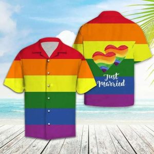 Rainbow Color Just Married LGBT Hawaiian Shirt – LGBT Gifts
