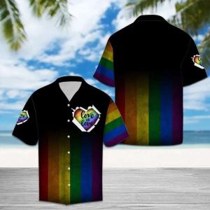 Rainbow Love Is Love Striped Multicolor LGBT Hawaiian Shirt – LGBT Gifts