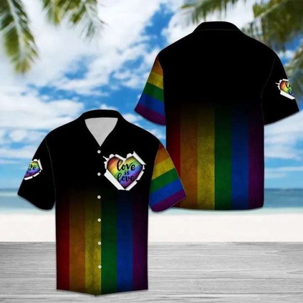 Rainbow Love Is Love Striped Multicolor LGBT Hawaiian Shirt – LGBT Gifts