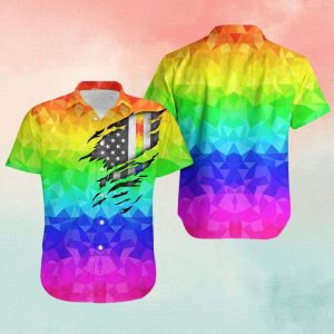 Rainbow Polygonal American Flag Inside LGBT Hawaiian Shirt LGBT Gifts 1 1