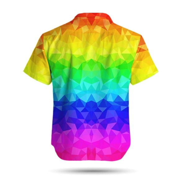 Rainbow Polygonal American Flag Inside LGBT Hawaiian Shirt – LGBT Gifts